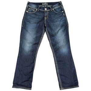 Silver‎ Women's Jeans Co Suki Capri Size 29 Dark Wash Distressed Y2K Cowboy 90s